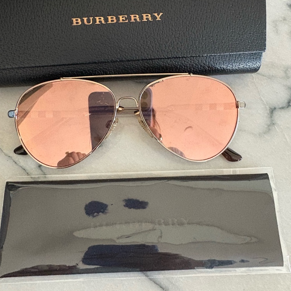 Burberry Rose Gold Aviator Sunglasses